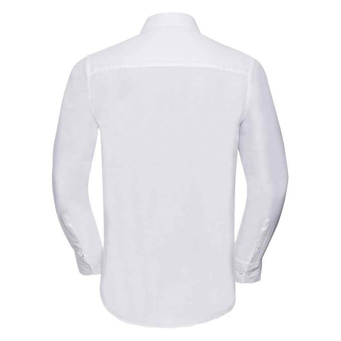 Russell Collection Heren Oxford Getailleerd Formeel Overhemd Met Lange Mouwen (Wit)