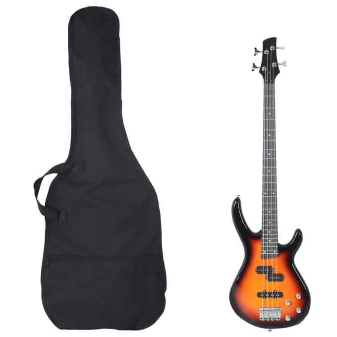 vidaXL - Basgitaar - voor - beginners - elektrisch - met - tas - 4/4 - 46" - bruin - zwart
