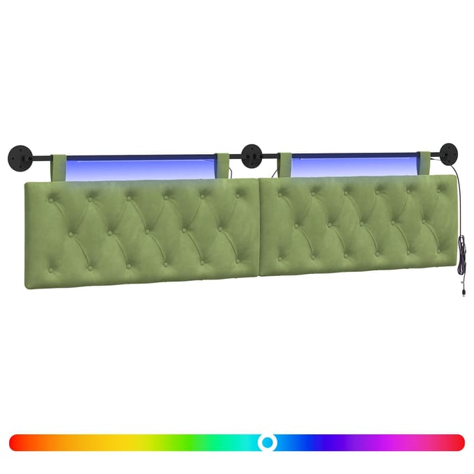 vidaXL - Hangend - hoofdbord - Met - LED-verlichting - Lichtgroen - Fluweel
