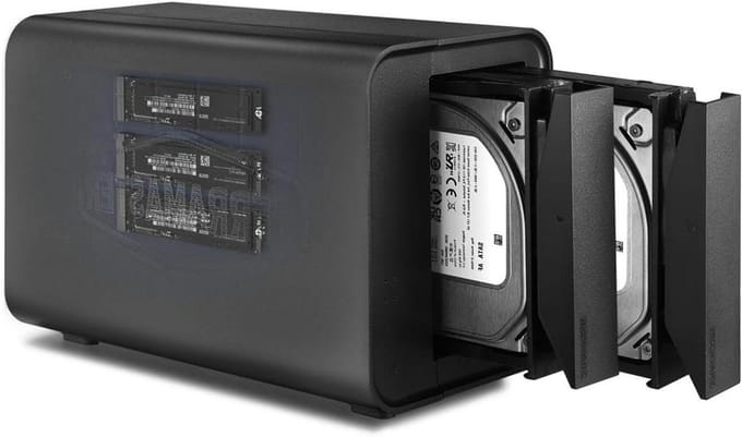 Hybride Opslagbehuizing - NVMe HDD Dock - Snelle Data Transfer - 2+3 RAID Modus - Tot 68TB - Zwart