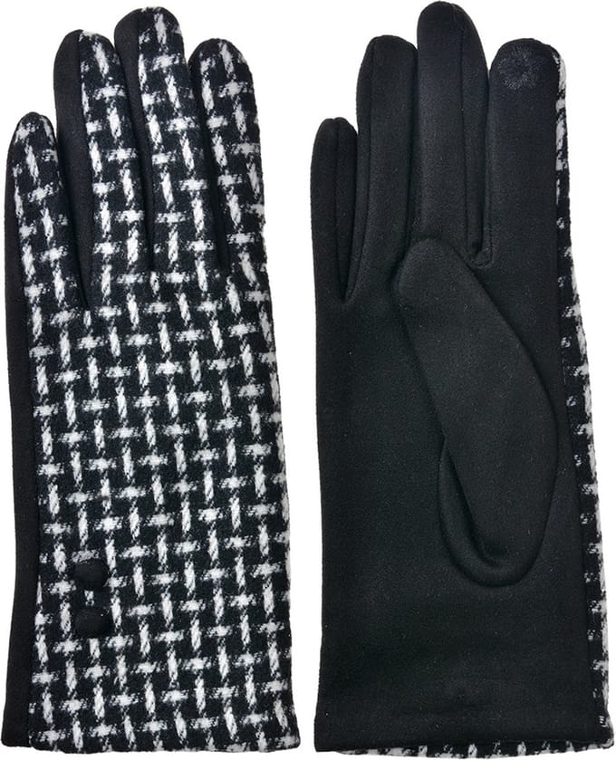 Clayre & Eef Handschoenen Winter 9x23 cm Zwart Wit Polyester