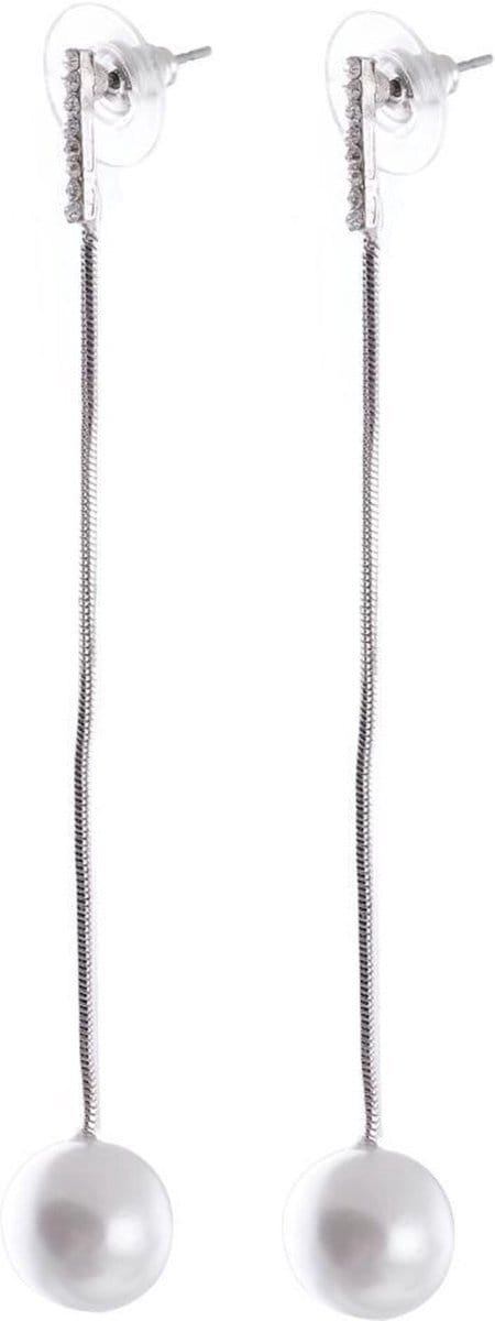 Behave - Oorbellen dames - lang model met parel - elegante avondstijl