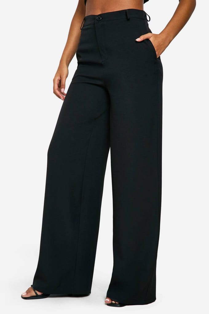 boohoo Dames Hoge Rechte Broek | Black | Maat: 10