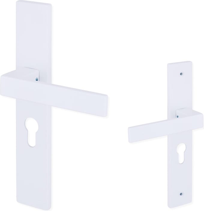 Eliot® deurklink op schild - profielcilinder 55mm - mat wit - complete set