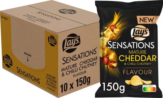 Lay's Sensations Mature Cheddar & Chilli Chutney - Chips - 10 x 150 gram