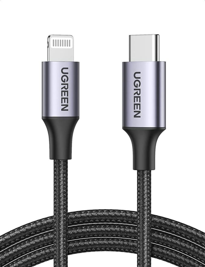 UGREEN 3A USB-C naar Apple Lightning Kabel PD 20W MFi 1M Zwart