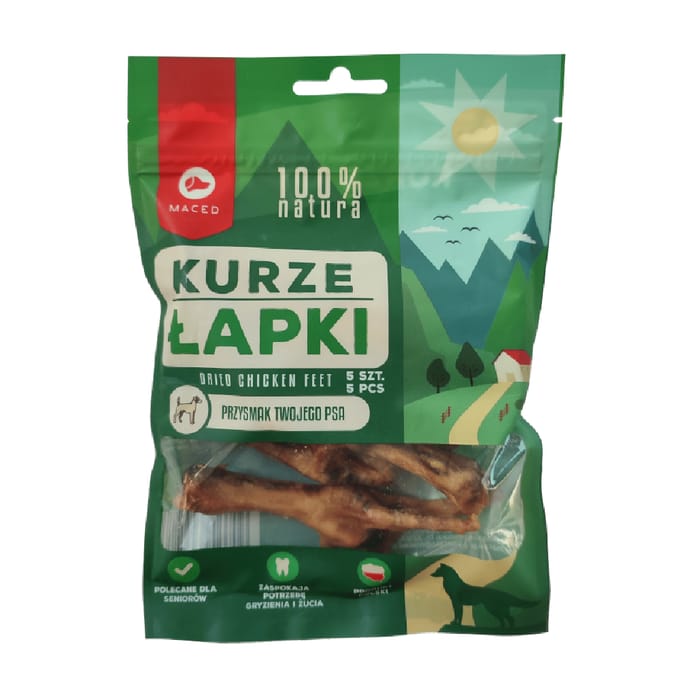 5 stuks (75g) Maced Natural Kippenpootjes hondensnacks