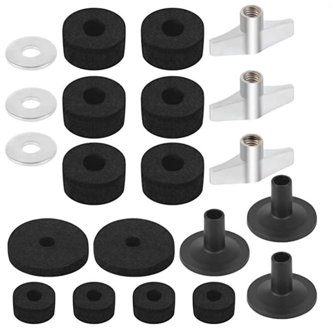 Kit de 21 Pièces de Feutres pour Batterie Feutres pour Pied de Cymbale Accessoires de Remplacement Antidérapants Ensemble Complet gray