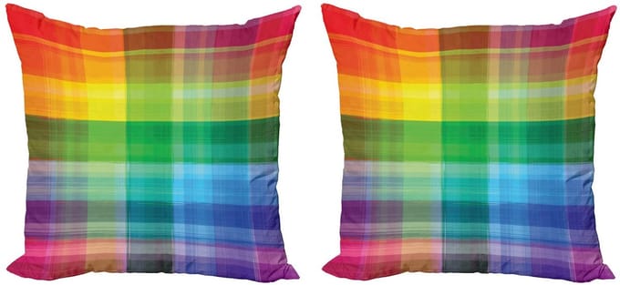 ABAKUHAUS Regenboog Kussenhoezen 2x50x50 – Dubbelzijdig – Multicolor