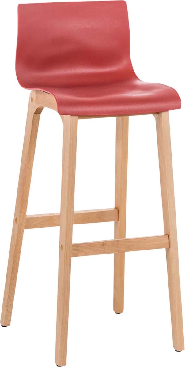 CLP Hover Barkruk - Natura houten frame - Kunststof zitting rood