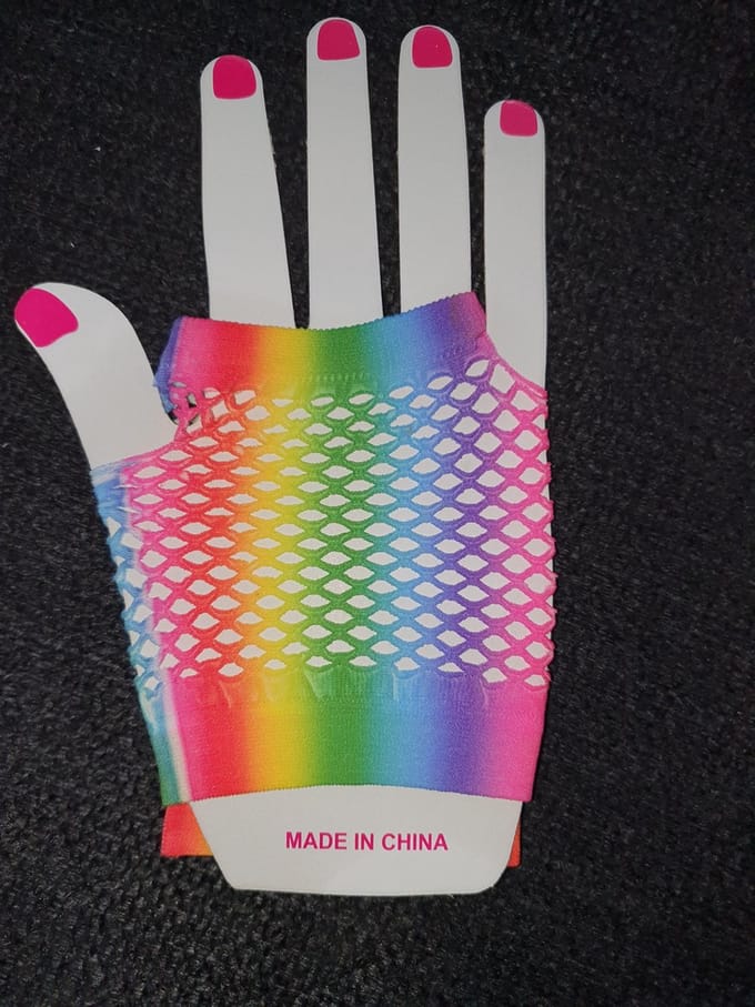10X Paar korte nethandschoenen - Regenboog