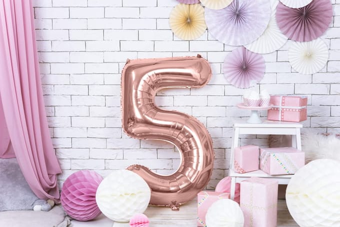Cijfer 5 (86 cm) - Rosé Goud