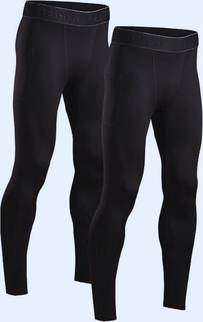 Thuys – Compressiebroeken – Voor Heren – Basislaag – Voor Trainen – 2 – Pack – Zwart