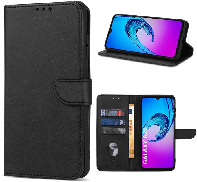 Solidenz hoesje - Geschikt voor Samsung Galaxy A26 - Bookcase - Zwart