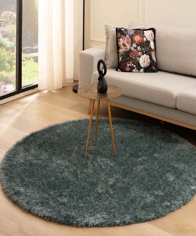 Velvet vloerkleed rond - Posh blauw 120