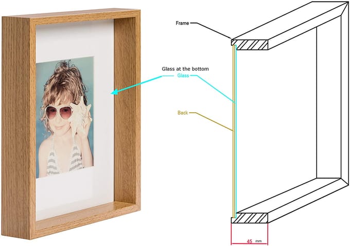 Box Fotolijst - 21x30 cm - MDF - Dauw - Incl. Passe-partout