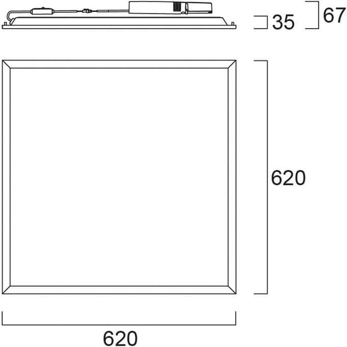 Sylvania LED-inbouwpaneel START, wit, 62 x 62 cm, aan/uit, CCT 33 W, UGR19