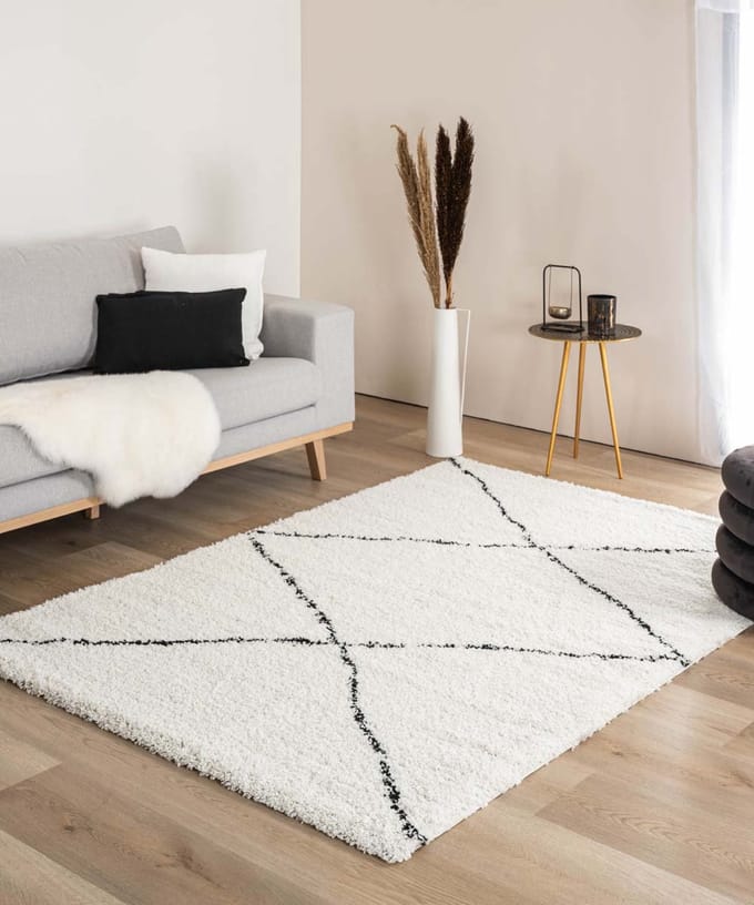 Berber vloerkleed - Artisan Atla wit/zwart 280x380