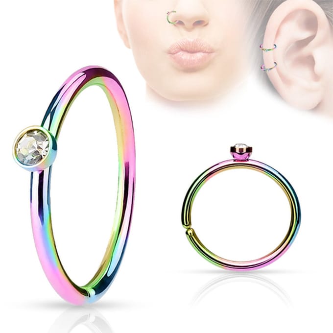 Piercing klein steentje 0.8x8 - regenboogkleur - LMPiercings