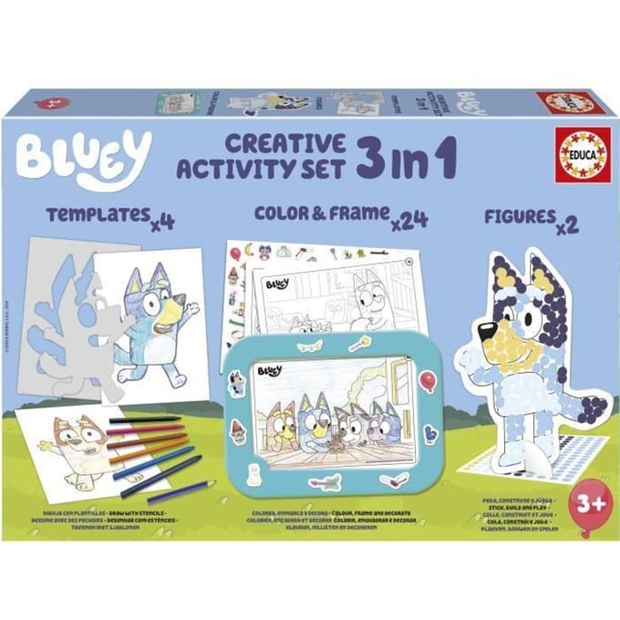 Creatieve set - EDUCA - Decoratie en modellering van Bluey-personages - 3 activiteiten voor 3-jarigen