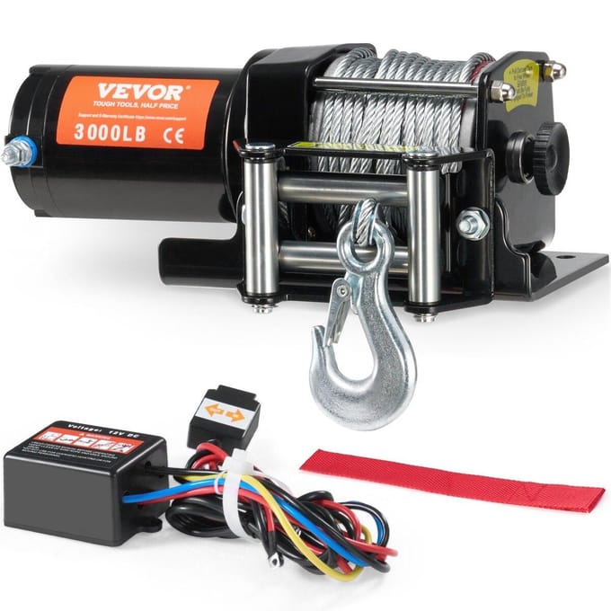 Treuil Électrique ATV UTV 3000 lbs Câble en Acier IP55 Étanche Commande Filaire