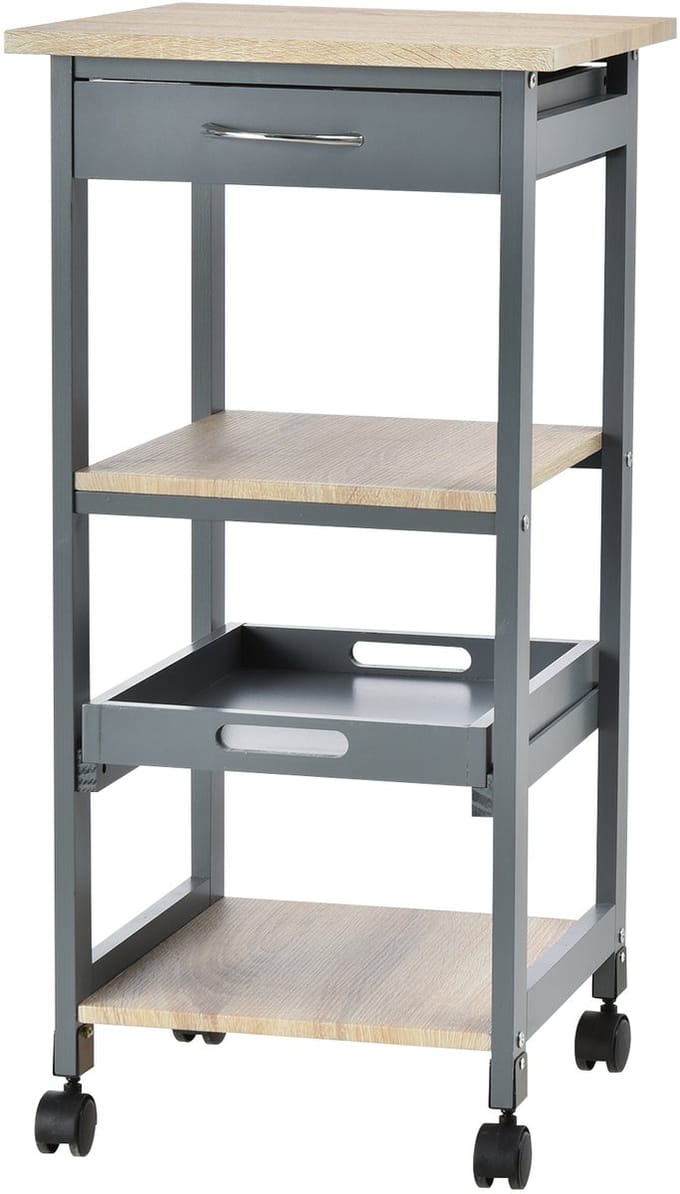 HOMCOM-Keukenkar-Hout-37x37x76cm-Grijs