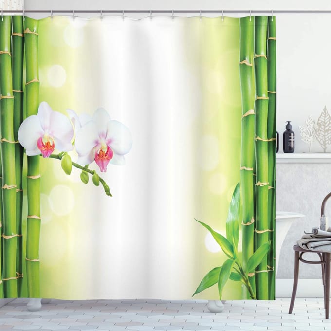 ABAKUHAUS Sc_16372_de Duschvorhang – Duschvorhang Modern Grün-Wit 175x200