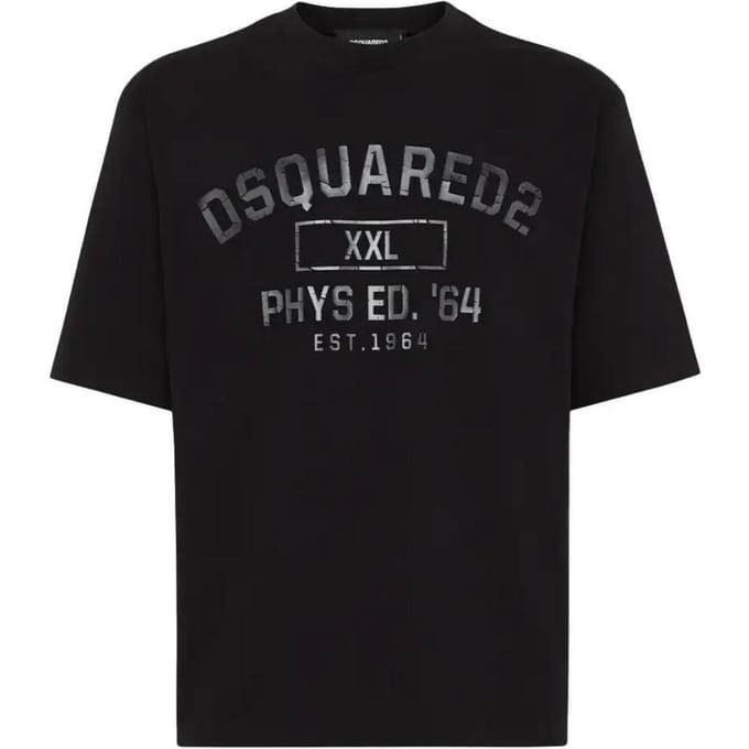 DSquared2 Heren Phys Ed Militair Logo T-Shirt (Zwart)
