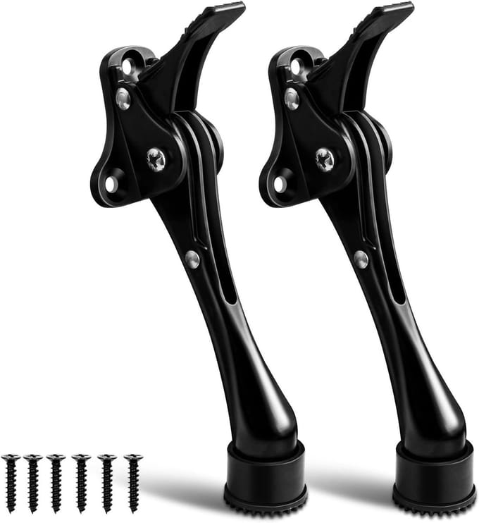 Verstelbare Deurstoppers van Rubber en Metaal, Antislip, 10 cm, 2 Stuks, Ideaal voor Binnen- en Buitendeuren