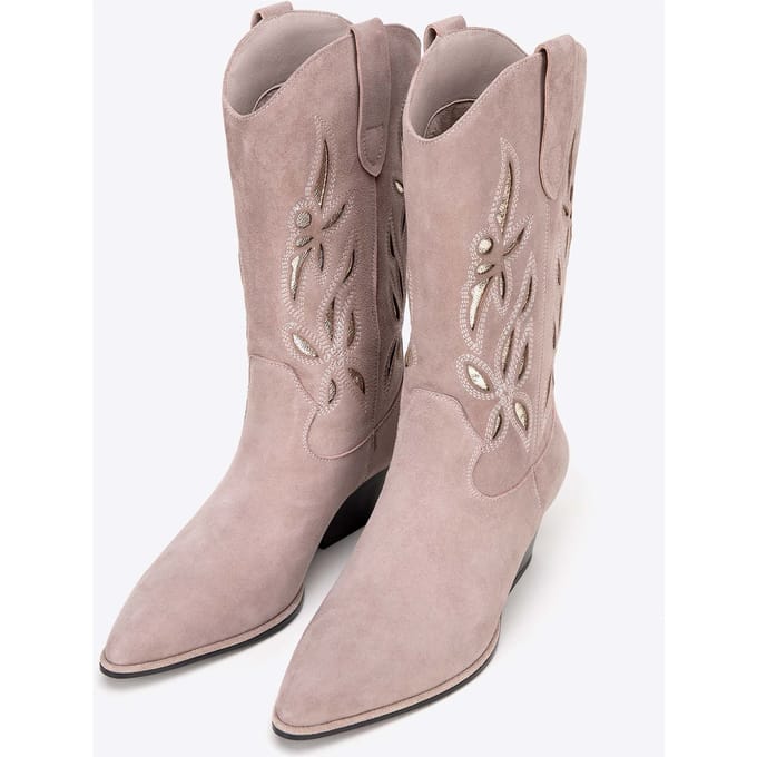 Wittchen Suède Slip-On Cowboylaarzen voor Dames Beige Suède Leer