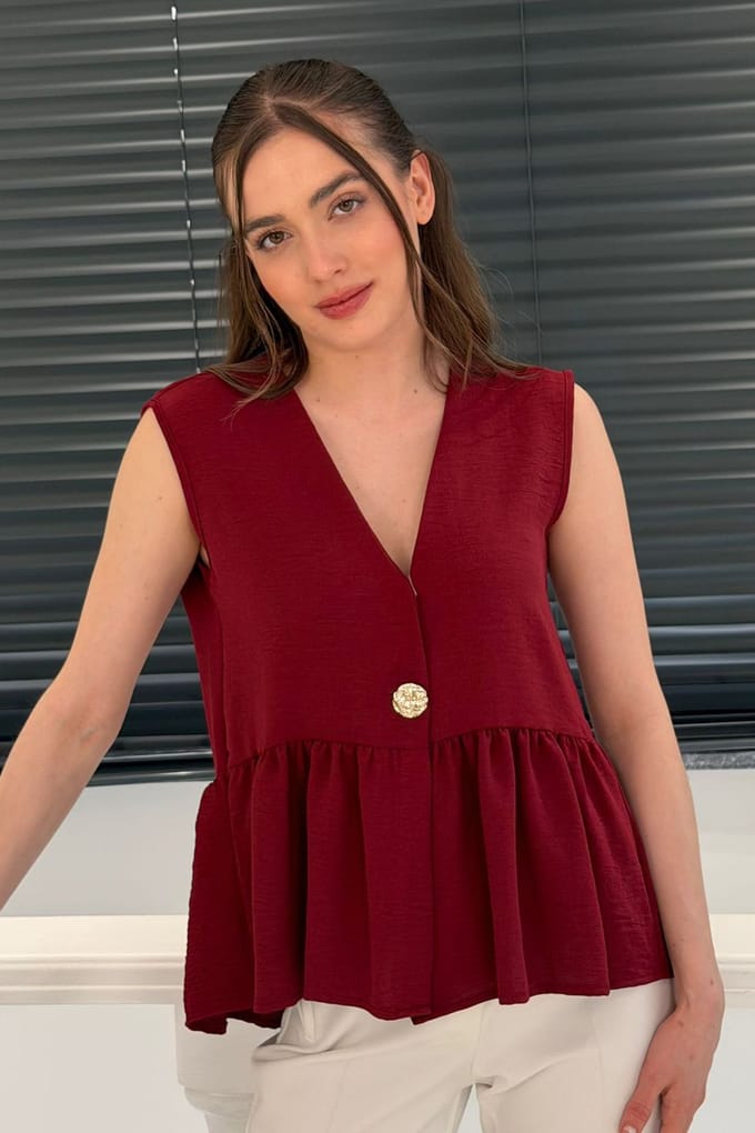 V-hals Knoploze Mouwloze Blouse