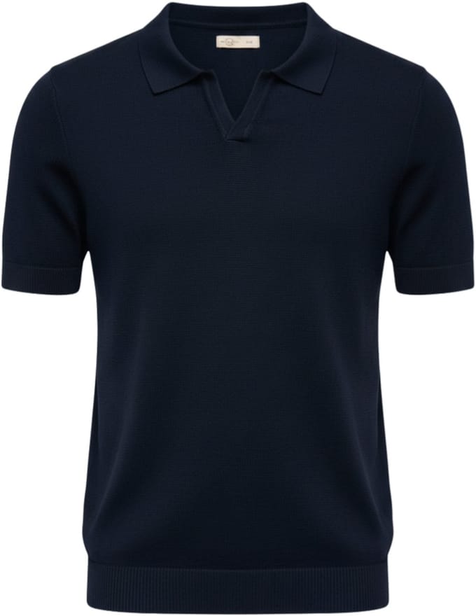 OMBRE Polo - Slim Fit - Viscose - Korte Mouw Marine M