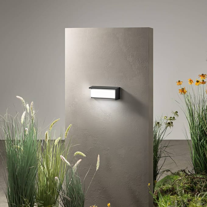 INTEC LED buiten wandlamp BLOCK, zwart, 32 cm kunststof, CCT