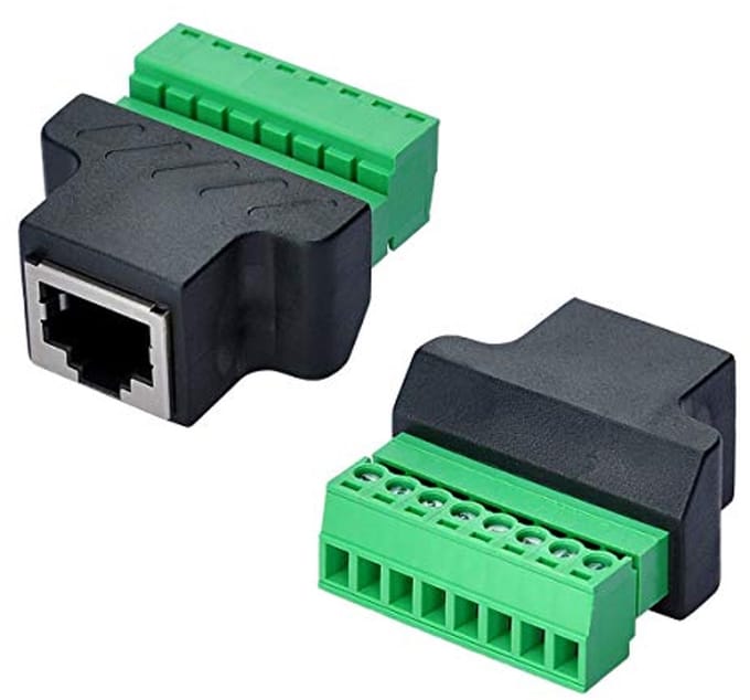 RJ45 schroefklemadapter voor CCTV en DVR - 2 stuks