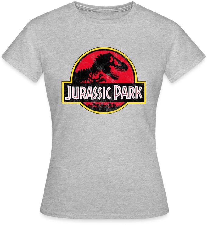 Jurassic Park Klassiek Logo In Rood Met T-Rex T-Shirt Dames