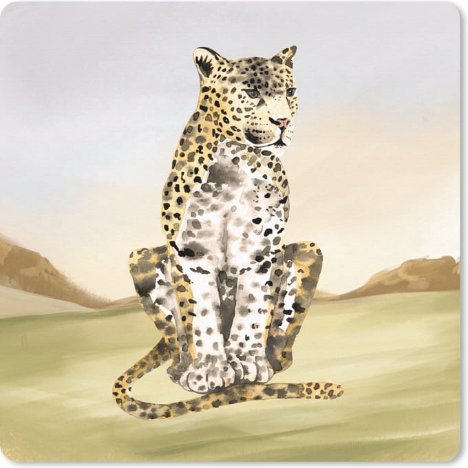Muismat 20x20 cm - Mousepad Luipaard - Jungle - Gras - Muismatten