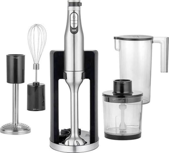 RWB® Staafmixer Set - Staafmixer - Handblender - Zilver - 7cm x 7cm x 42cm