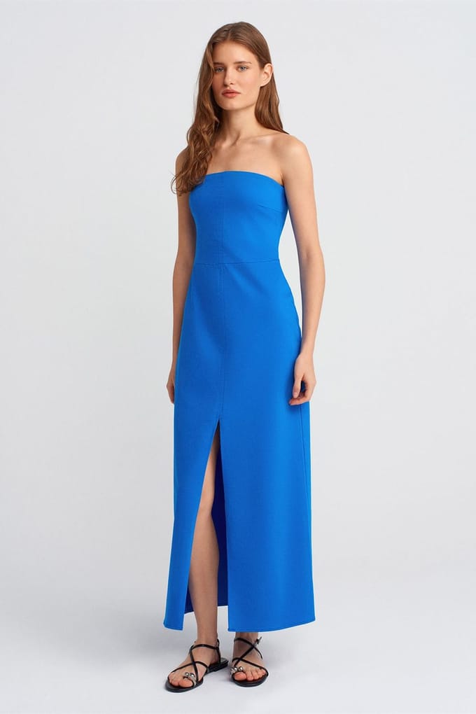 Strapless Aansluitende Midi-jurk met Splits