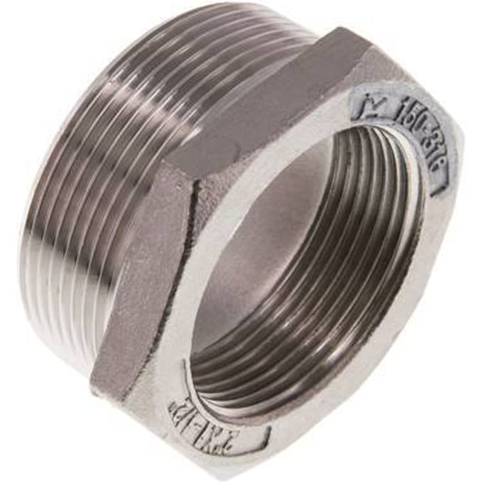 R 2'' x Rp 1 1/2'' M/F RVS Verloopring 16 Bar