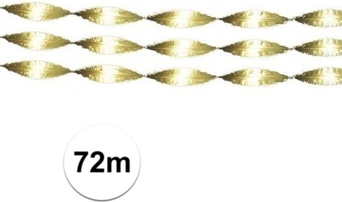 Feest/verjaardag versiering crepe slingers - 3x - goud - 24 meter - papier - Feestartikelen