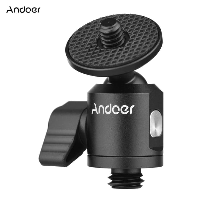 Andoer Mini Balhoofd Adapter Camera Statief Balhoofd Montage Aluminium Legering 1/4 Inch Schroefconnector Bottom Screw black
