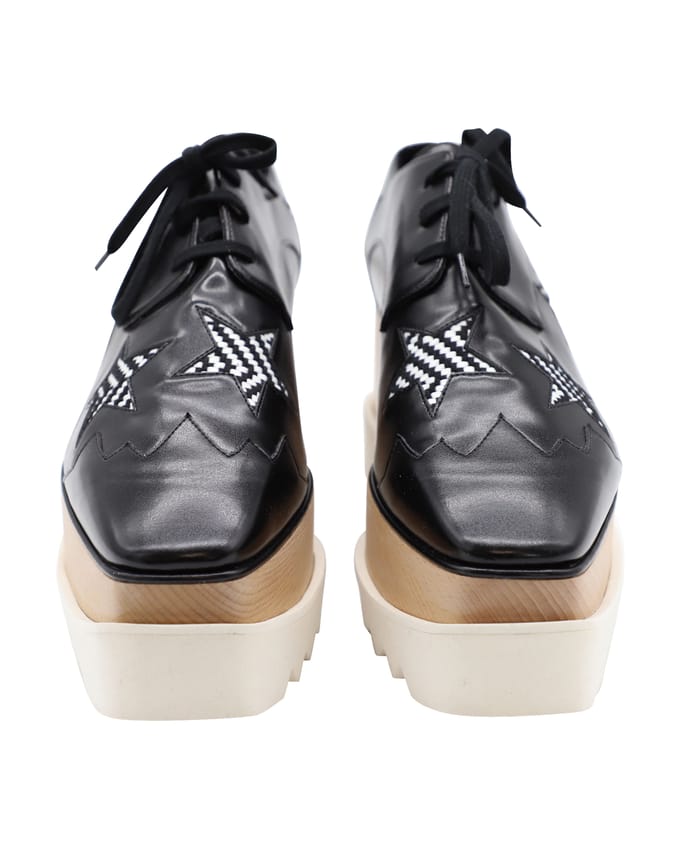 Stella McCartney Elyse Star Platform Veterschoen in Zwart Leer