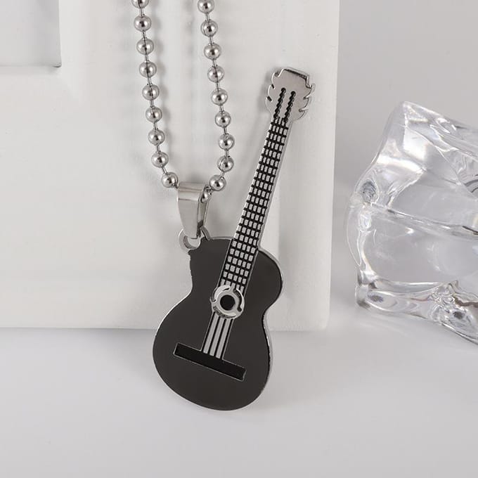 Pendentif Personnalité Guitare Mini Créative, Tendance Mode Unisexe gray