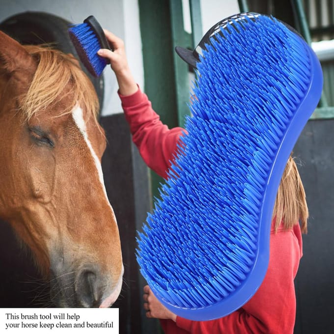 Professionele Paardenreiniging Verzorging Siliconen Borstel Ruitersport Massage Tool black