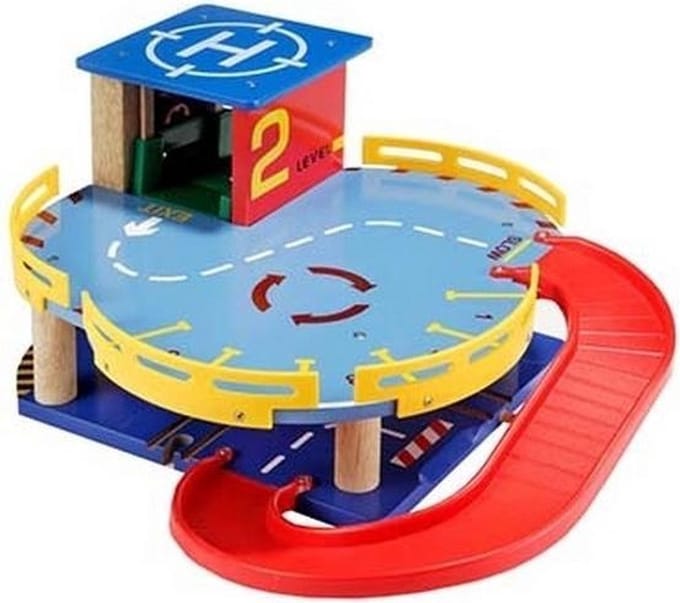 Mentari - Houten treinbaan garage met lift (universeel)