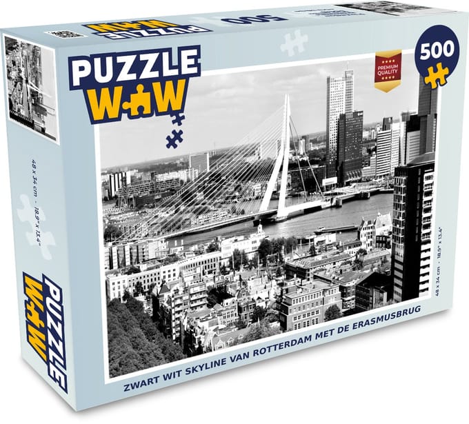 Puzzel Rotterdam - Skyline - Zwart - Wit - Legpuzzel - Puzzel 500 stukjes