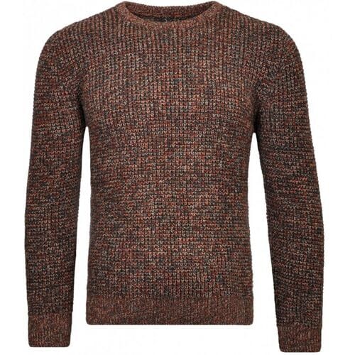Ragman Trui Structure Knit Pullover Roundneck Groen-Beige / male