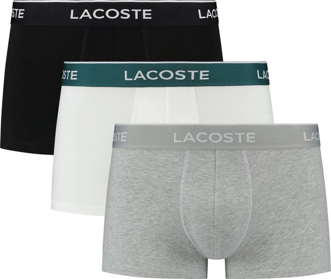 Lacoste Heren 3-pack Trunk - Zwart/Grijs/Wit/Blauw - Maat XXL
