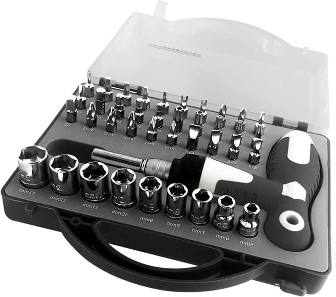 Schroevendraaier Set - 41 Delig - Huis & Werk - Rateltelescoop Handvat - 18.3cm Lengte - Grijs