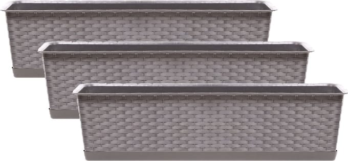 Prosperplast Ratolla plantenbak/bloembak - 3x - taupe - 8L - 50 x 17 x 15 cm